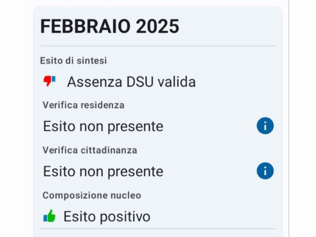 assenza DSU valida febbraio 2025
