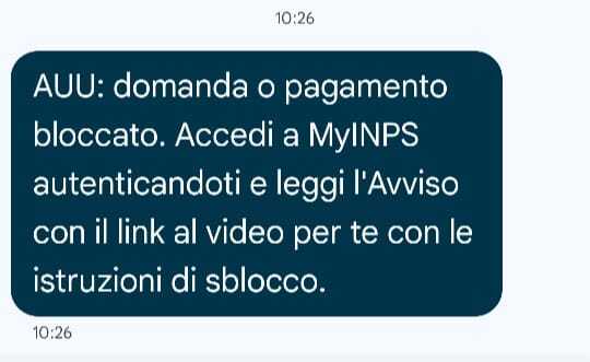sms inps auu bloccato