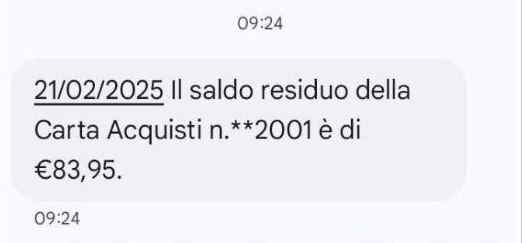 accredito carta acquisti febbraio 2025