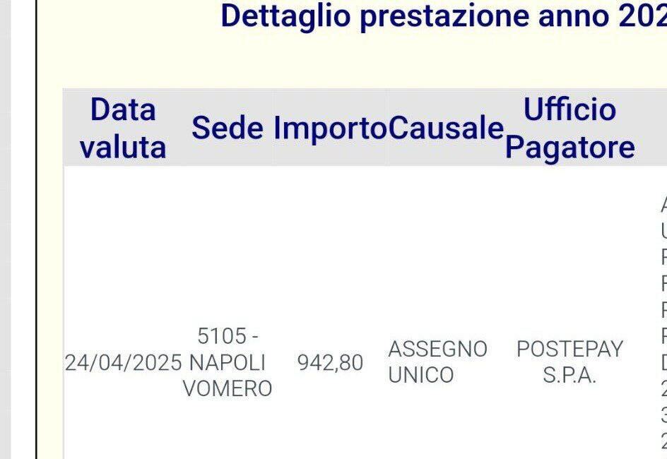 pagamenti auu 24 aprile 2025 