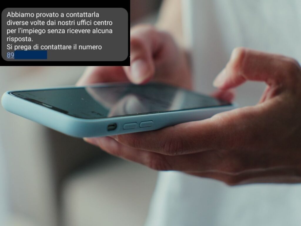 finti sms dal centro dell'impiego
